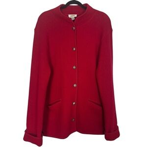 Talbots Red 100% Wool Women's XLarge Cardigan Jacket